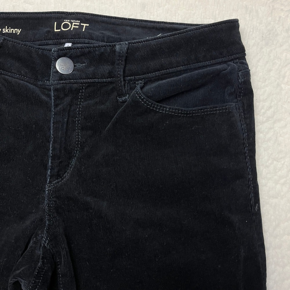 Ann Taylor LOFT Pants Womens 27/4 Black Curvy Skinny Corduroy Stretch 314298
